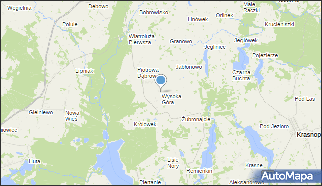 mapa Wysoka Góra, Wysoka Góra gmina Krasnopol na mapie Targeo